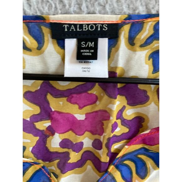 Talbots Poncho Sweater Top Small Silk Oversized Boho Art Colorful Beach Luxury - Picture 7 of 12